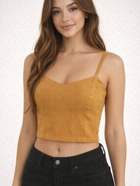 Band of the Free Caramel Linen Crop Top • Chic Night Out • NWT Small